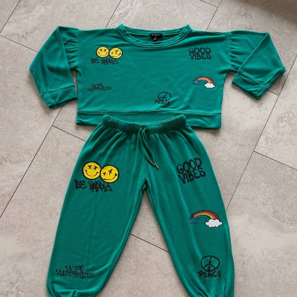 Flowers by Zoe Green Good Vibes Sweat suit set  sz 6x